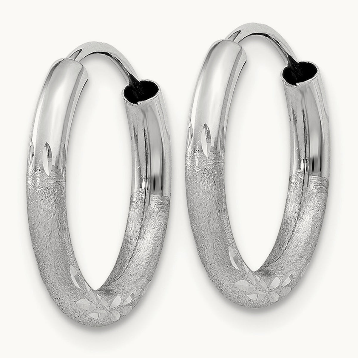Diamond-cut Endless Hoop Earrings — 12mm, 2mm