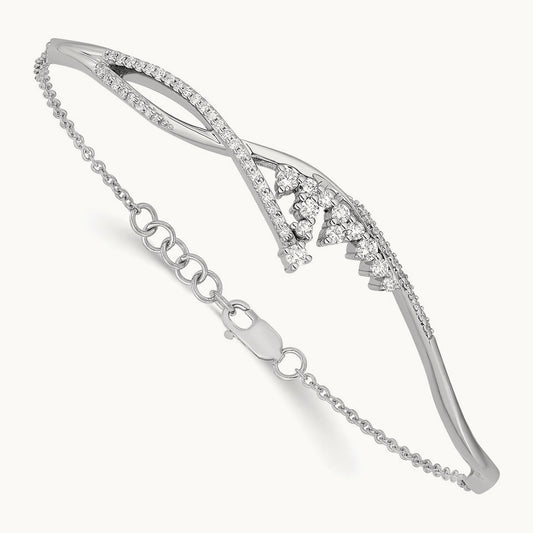 Polished Fancy Florina Diamond 7 inch Bracelet, 14K White Gold