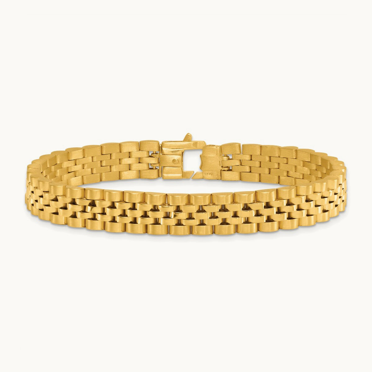 Brushed and Polished Fancy Link Men's Bracelet — 10mm
