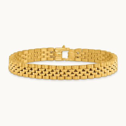 Brushed and Polished Fancy Link Men's Bracelet — 10mm