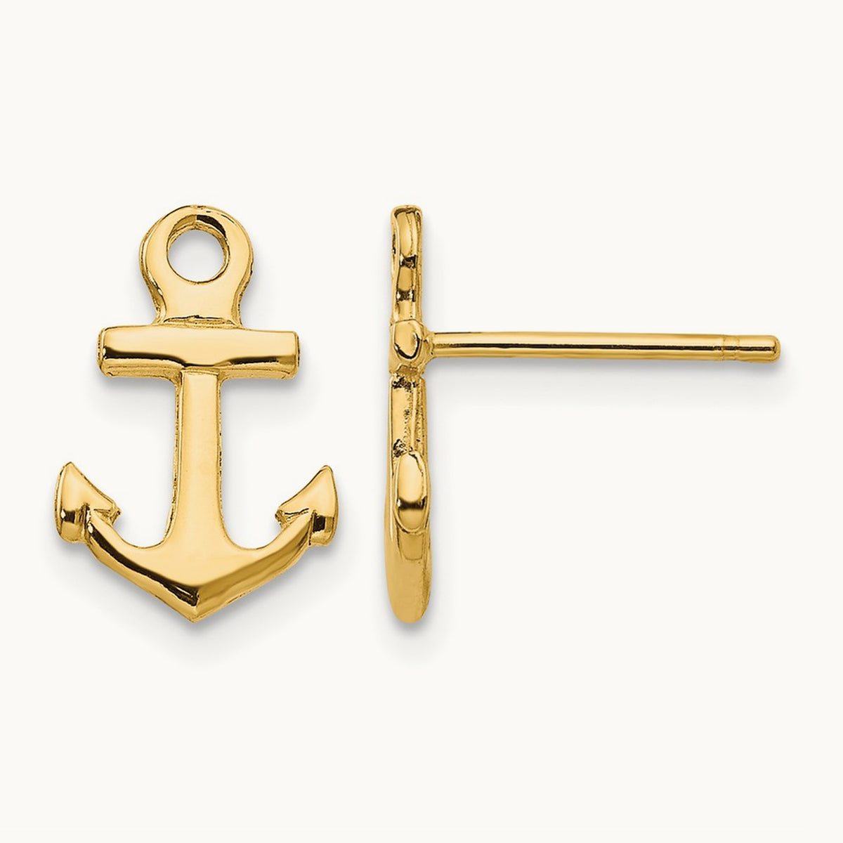 Anchor Post Earrings — 14K Yellow Gold