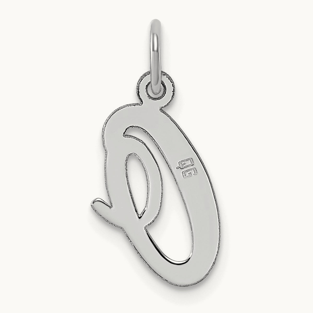 Medium Script Initial Charm — 14K White Gold, O