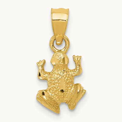 Diamond-cut Frog Pendant, 14K