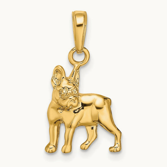 Boston Terrier Dog Pendant, 14K