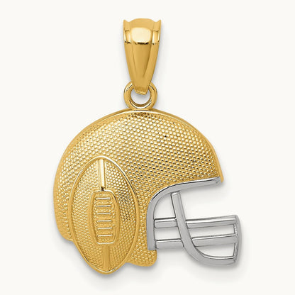w/Rhodium Satin/Polished Football Helmet Pendant, 14K