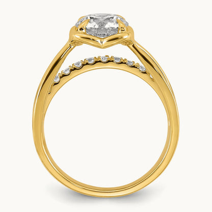 Certified Round Center Lab Grown Diamond VS+ F+ Ring, 14K Yellow Gold
