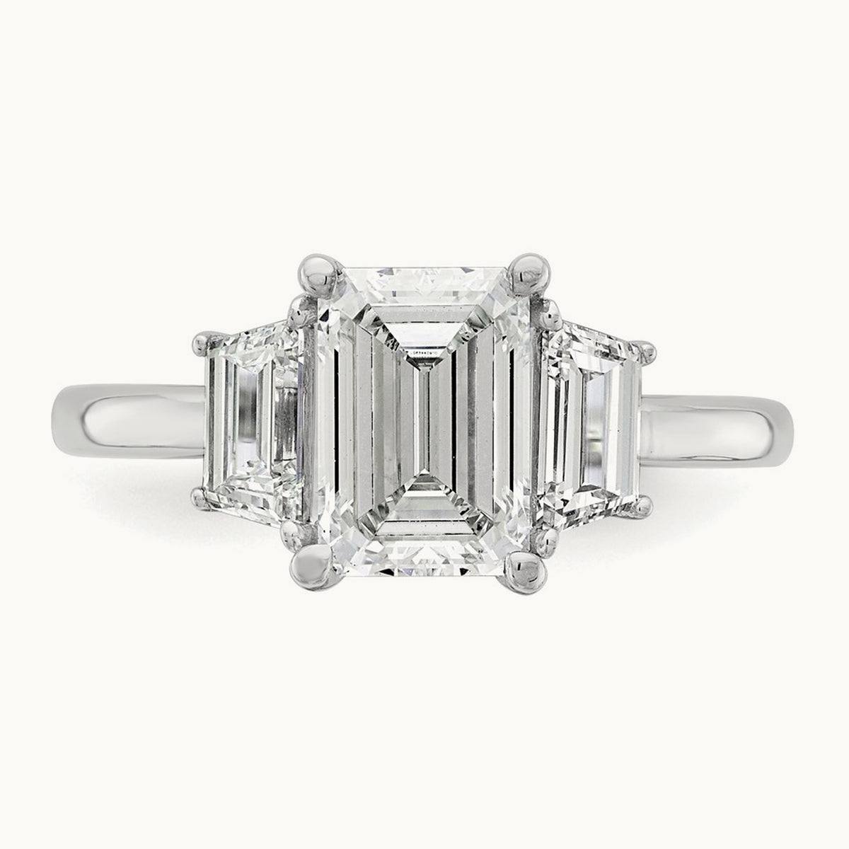 Emerald & Trapezoid Engagement Ring, 1.25-4.00 ct tw Lab-Grown Diamond — 2 3/4 ct, 14K White Gold