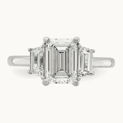 Emerald & Trapezoid Engagement Ring, 1.25-4.00 ct tw Lab-Grown Diamond — 2 3/4 ct, 14K White Gold