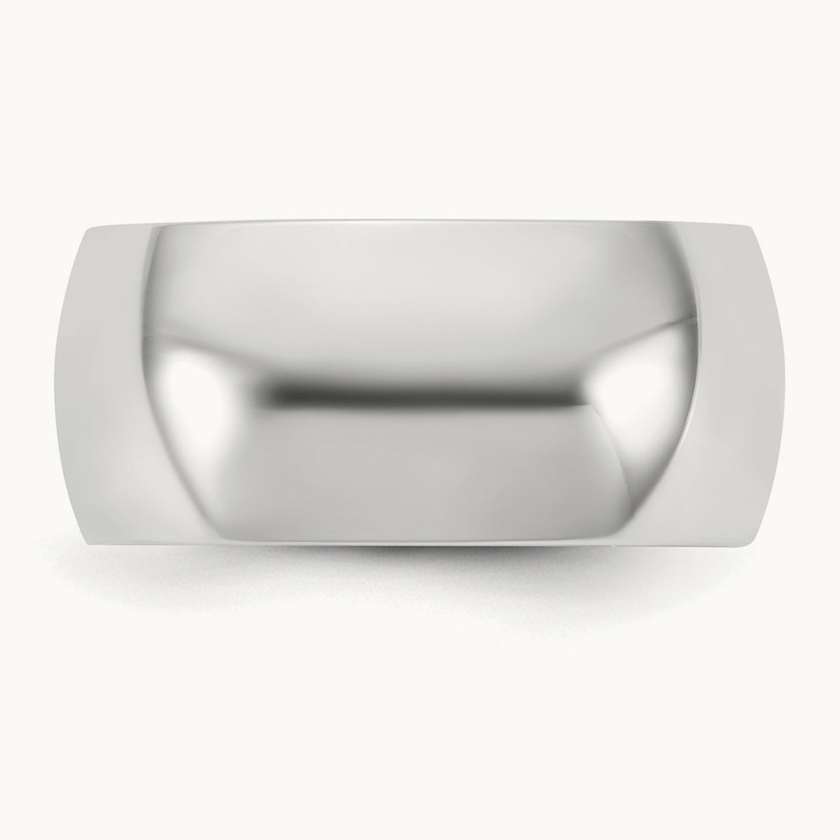 Half Round Band, 9mm, 14K White Gold