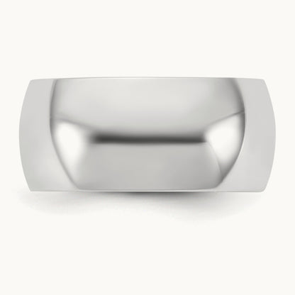 Half Round Band, 9mm, 14K White Gold