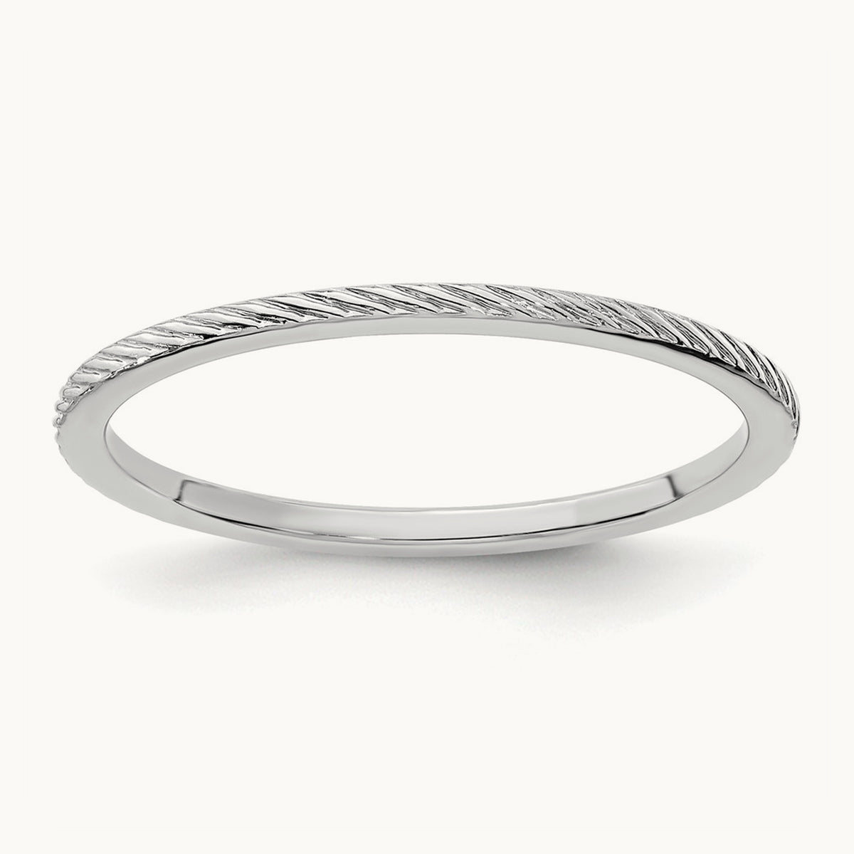Twisted Wire Pattern Stackable Band — 10K White Gold