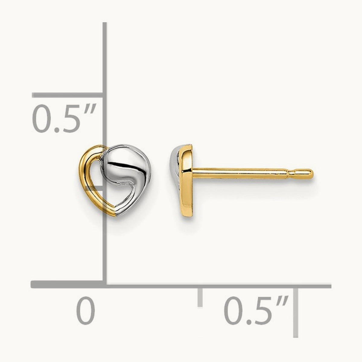 Madi K & White Rhodium Heart Post Earrings, 14K