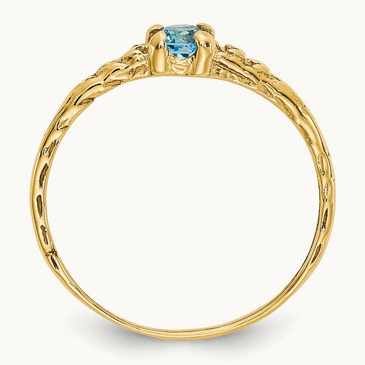 Madi K Blue Topaz Birthstone Baby Ring, 3mm, 14K