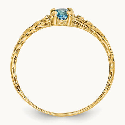Madi K Blue Topaz Birthstone Baby Ring, 3mm, 14K