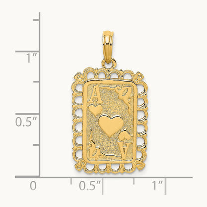 Hearts w/ Ace Playing Cards Charm, 14K
