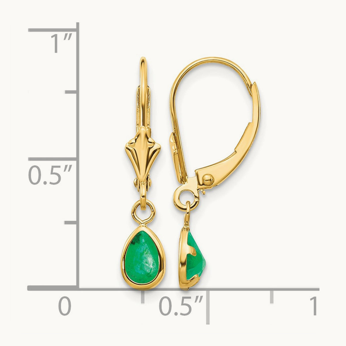 6x4mm Emerald/May Earrings — 14K Yellow Gold