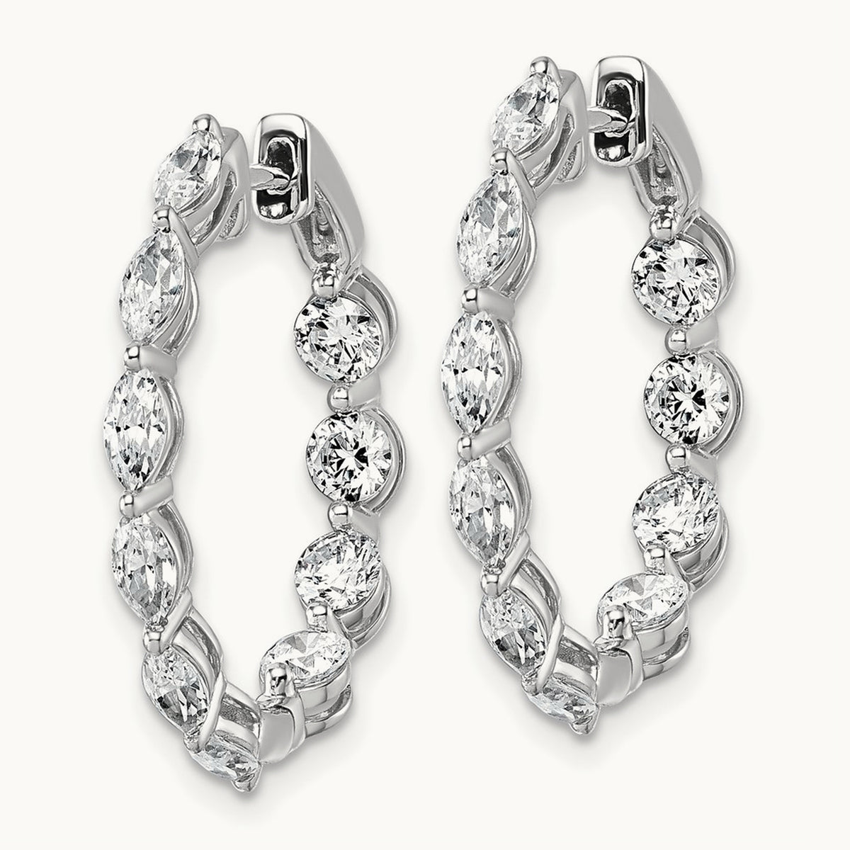 Hinged in/Out Hoop Earrings, 3.25 ct tw Lab-Grown Diamond — 14K White Gold