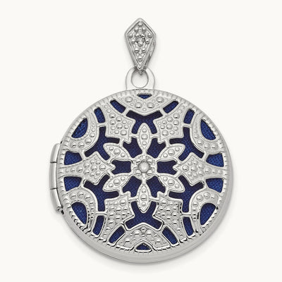 Filigree .01ct Diamond Round Locket, 20mm, 14K White Gold