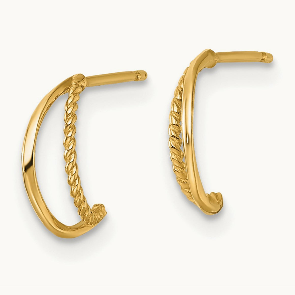 Polished and Twisted Post C-Hoop Earrings, 14K