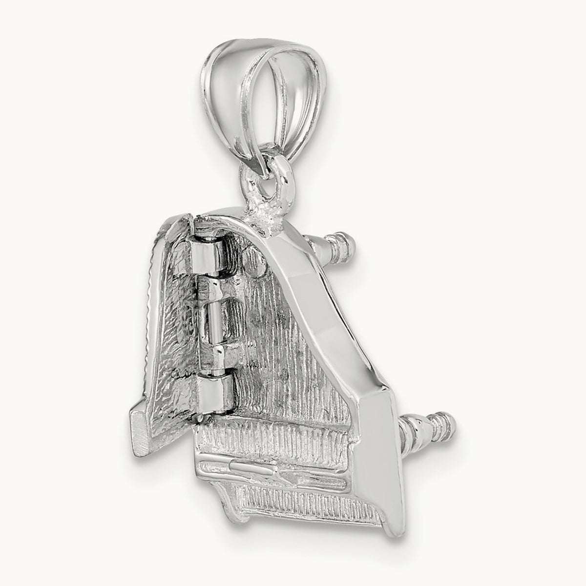 3-D Top Opens Grand Piano Charm — 14K White Gold
