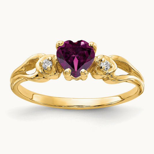 Heart Rhodolite Garnet AA Diamond ring — photo set