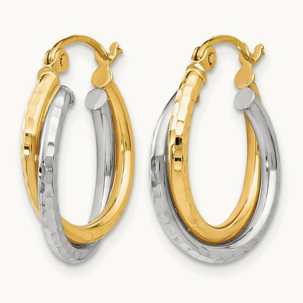 D/C Bypass Hoop Earrings, 14K Two-tone — Leslie's
