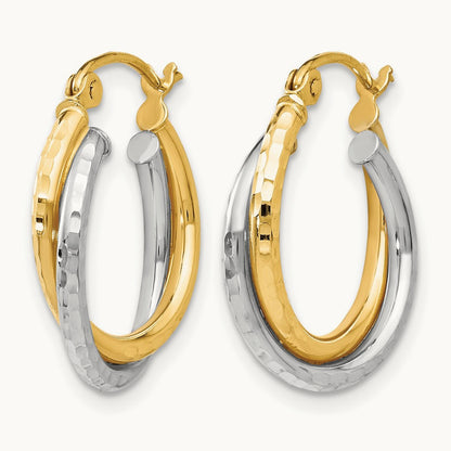 D/C Bypass Hoop Earrings, 14K Two-tone — Leslie's