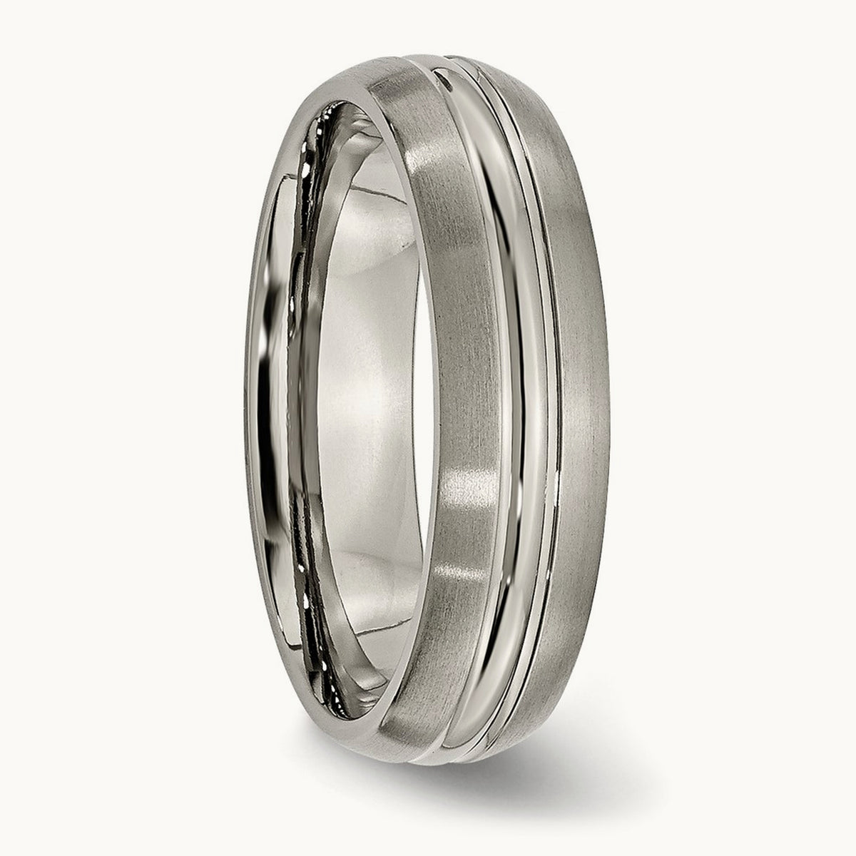 Brushed Center Grooved Band, 6mm, Titanium