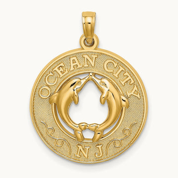 OCEAN CITY, NJ w/ Dolphin Charm, 14K