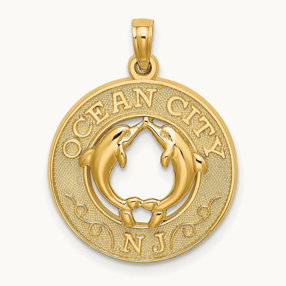 OCEAN CITY, NJ w/ Dolphin Charm, 14K