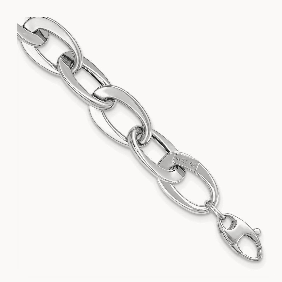 Polished Fancy Link Bracelet, 14K White Gold
