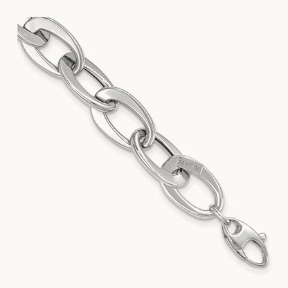 Polished Fancy Link Bracelet, 14K White Gold
