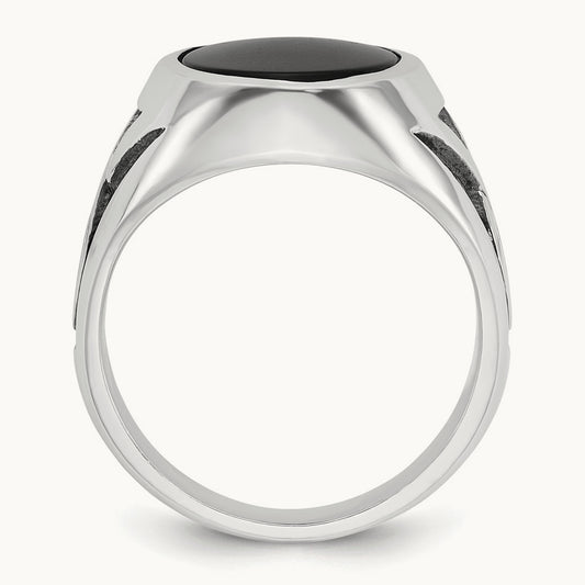 IBGoodman Men's w/Black Rhodium Onyx Complete Ring, 14K White Gold