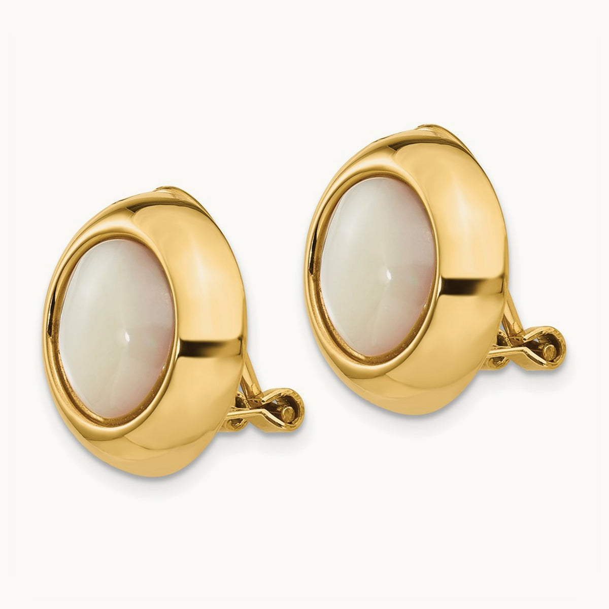 Omega Clip MOP Non-pierced Earrings, 14K