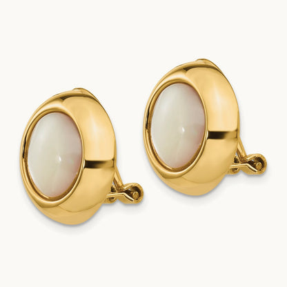Omega Clip MOP Non-pierced Earrings, 14K