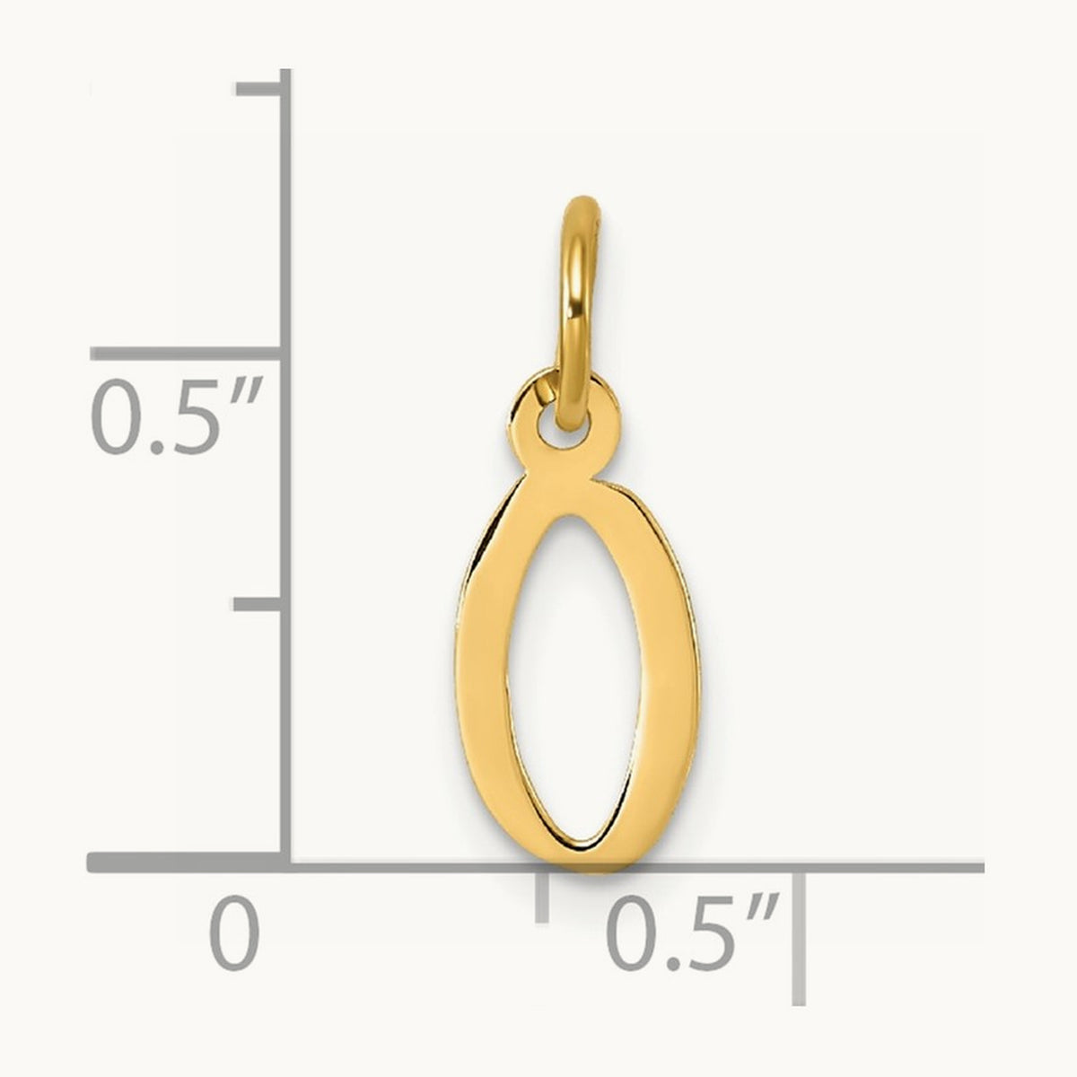 Small Slanted Block Initial Charm — 14K Yellow Gold, O
