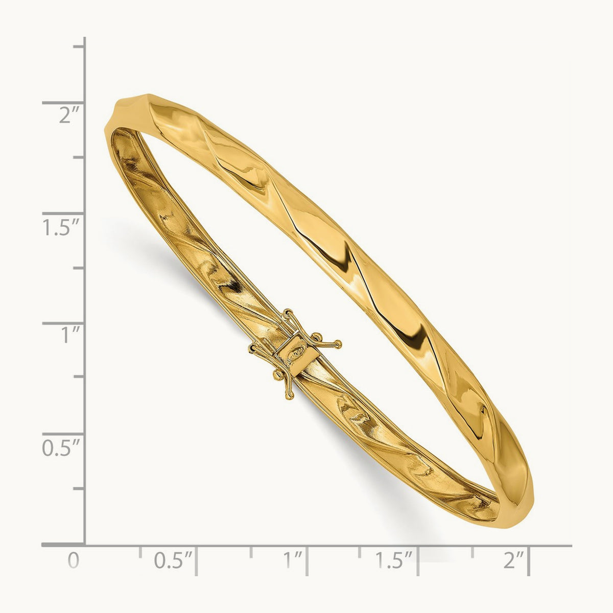 Polished Twisted Flexible Bangle — 14K Yellow Gold
