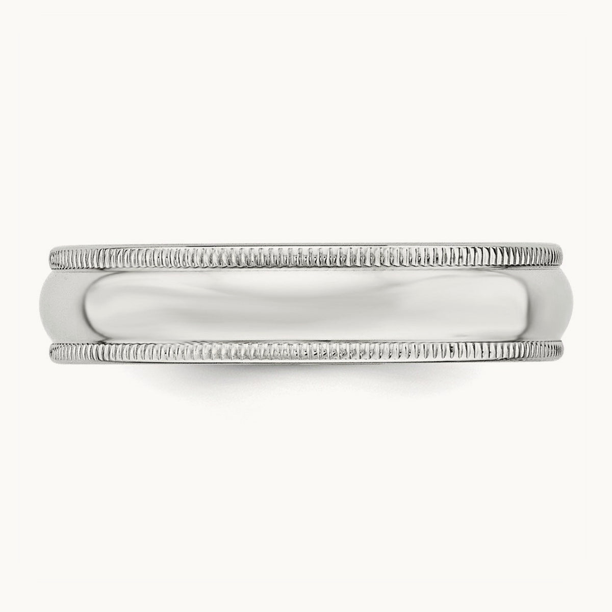 Milgrain Half Round Band, 5mm, 10K White Gold
