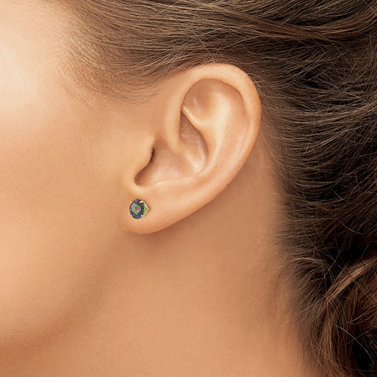 Round Mystic Topaz Post Earrings — 6mm