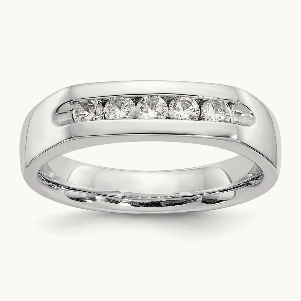 5-Stone Diamond Channel Band, 14K White Gold
