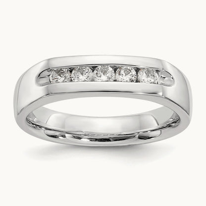 5-Stone Diamond Channel Band, 14K White Gold