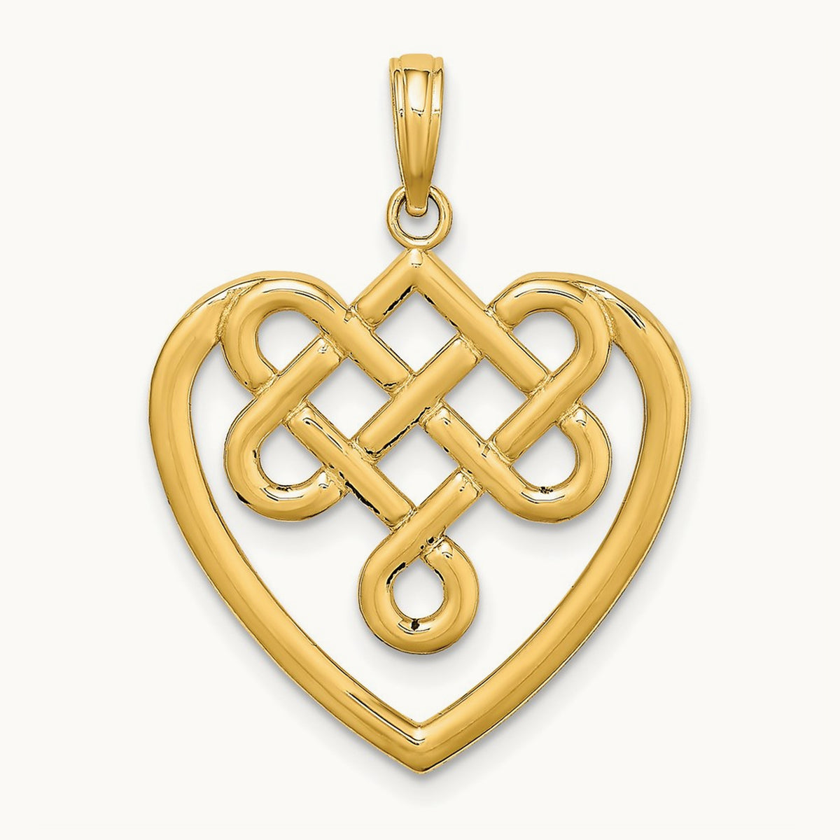 Large Celtic Knot Heart Charm, 14K