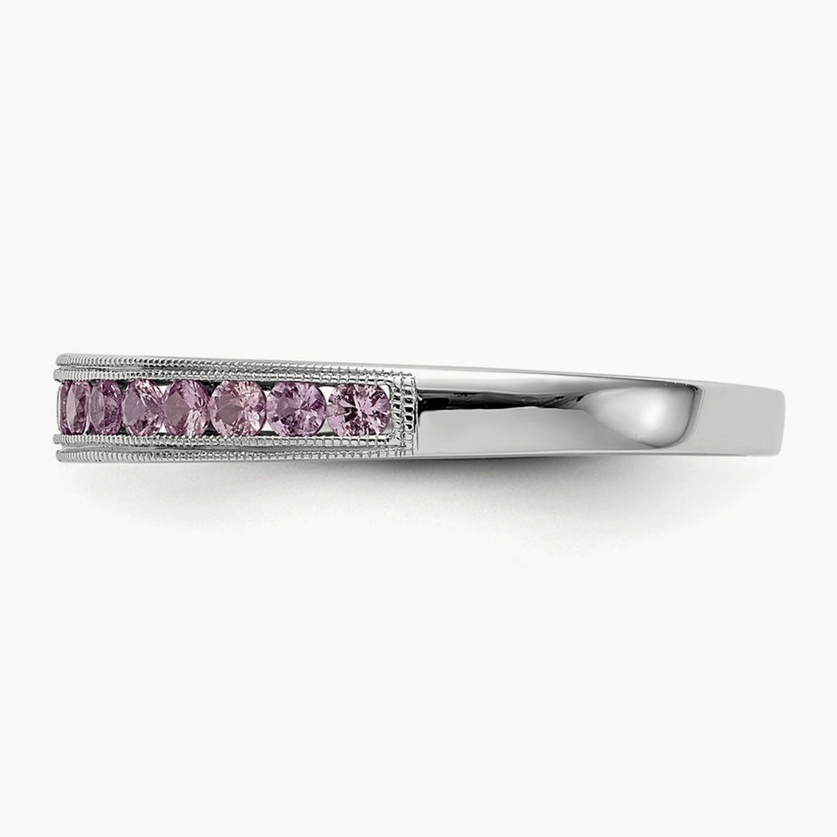 Pink Sapphire Band, 14K White Gold