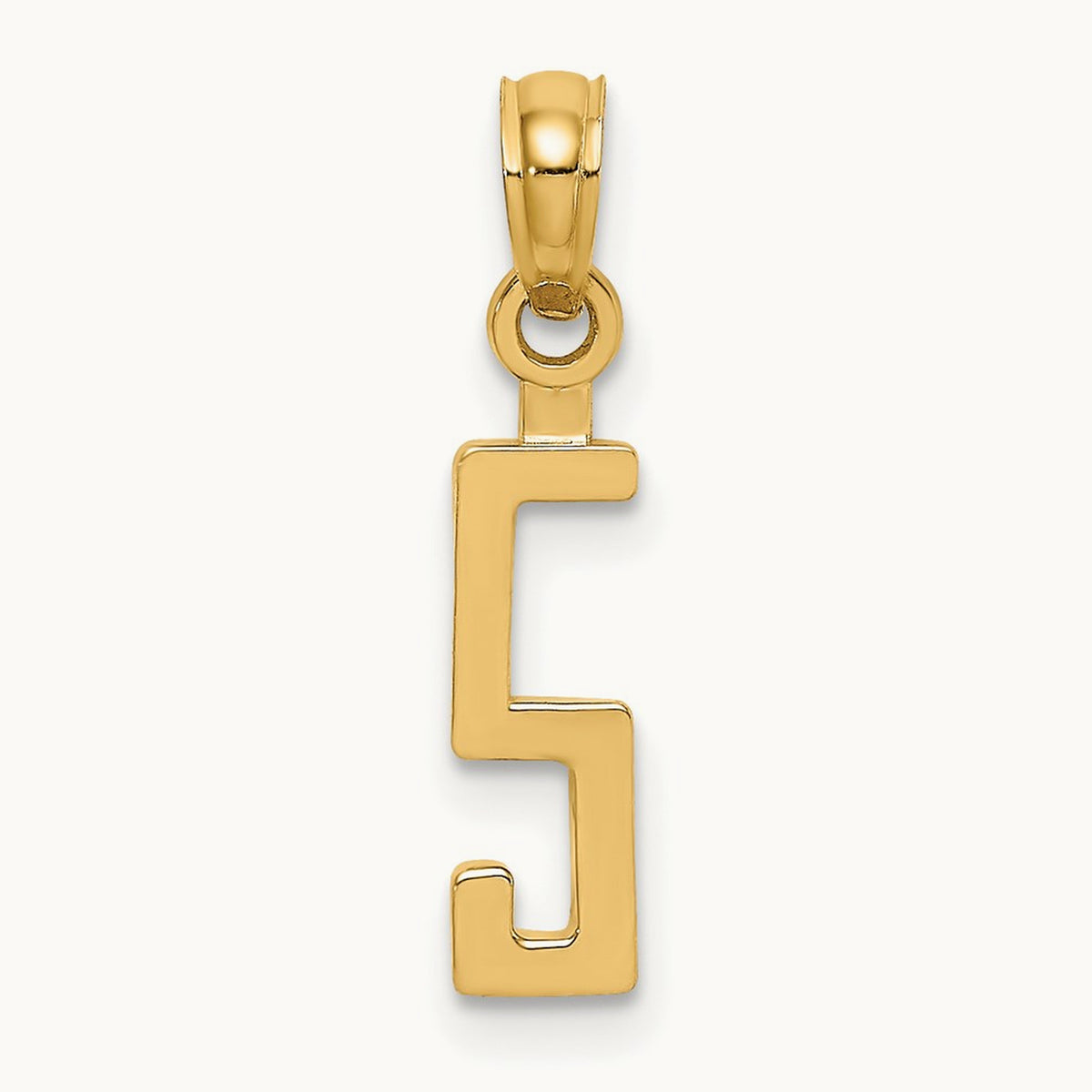 Polished Number 5 Pendant — 14K Yellow Gold
