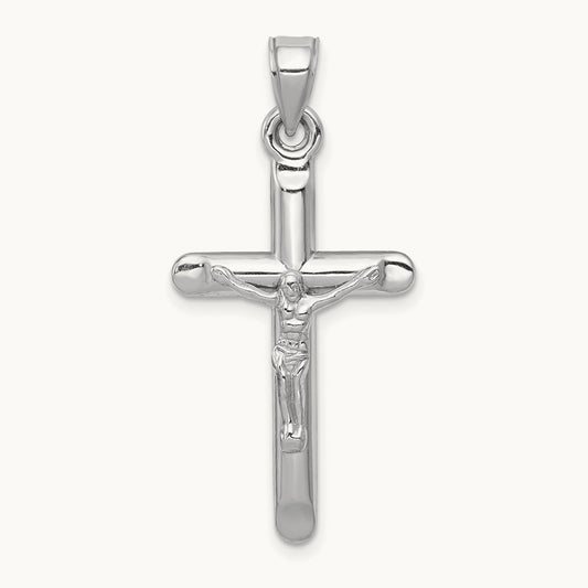 Crucifix Pendant, 14K White Gold