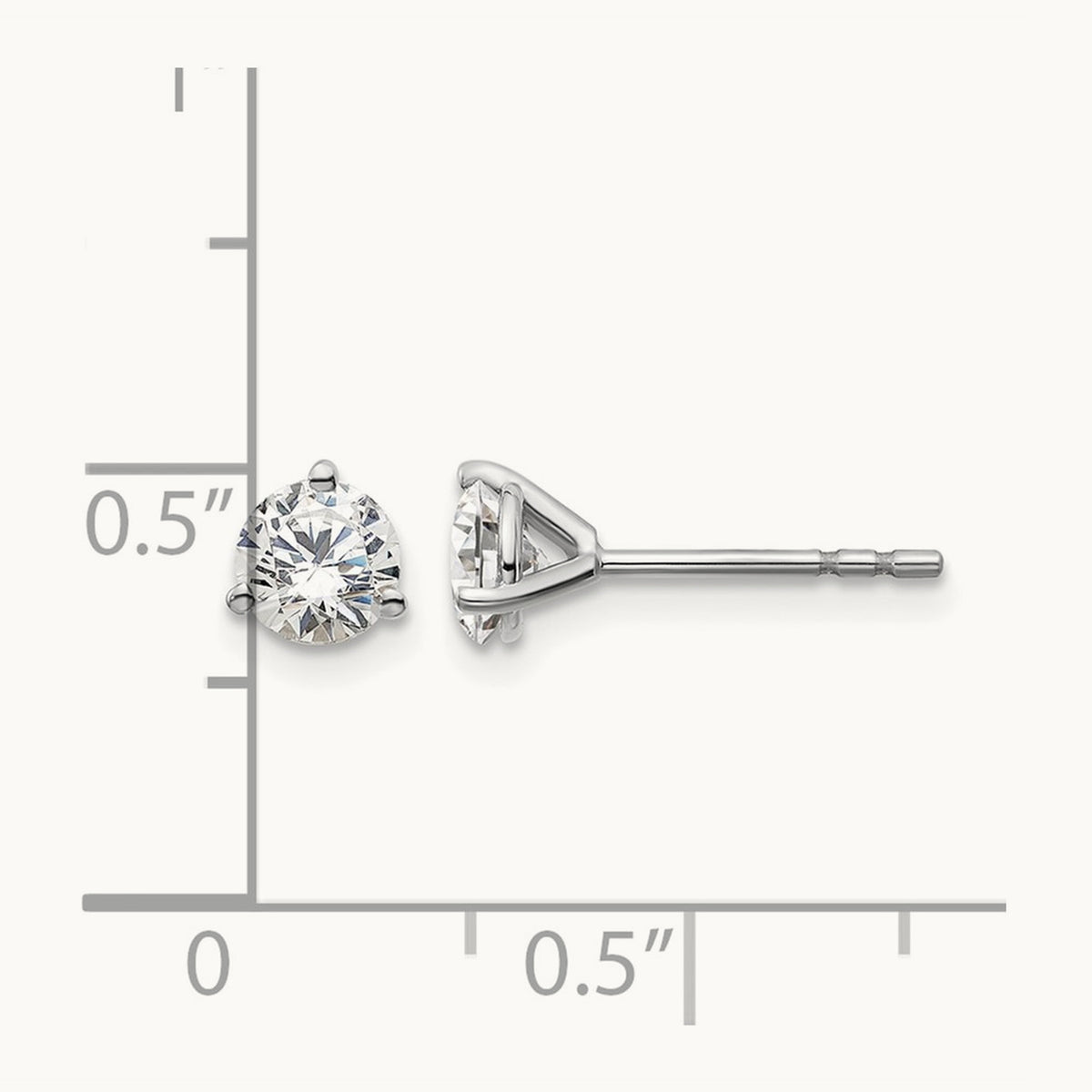 Round Stud Earrings, 0.10-6.00 ct tw Lab-Grown Diamond — 3/4 ct, Platinum