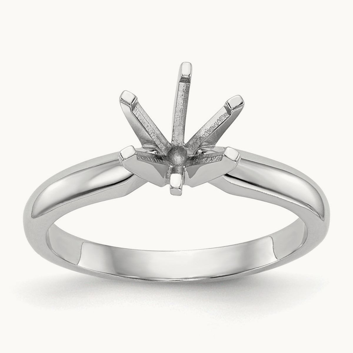 1/4ct. Medium-Wt Knife Edge 6-Prong Ring Mounting, 14K White Gold