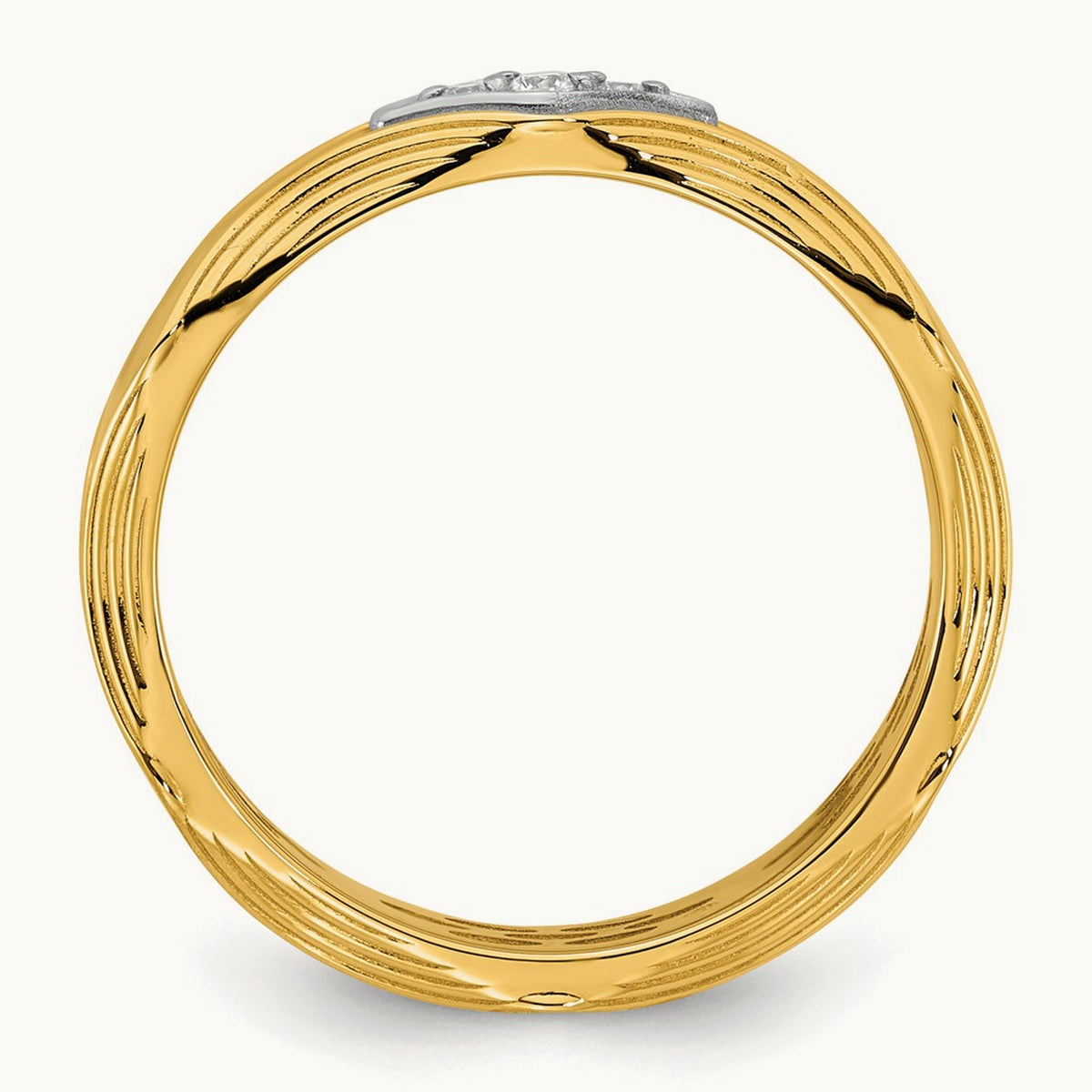 14ktt IB Goodman Mens Complete 3-Stone 1/15ct Diamond Ring