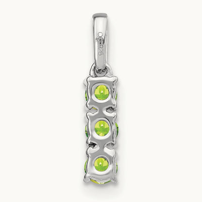 3-stone Peridot and Diamond Pendant, 14K White Gold