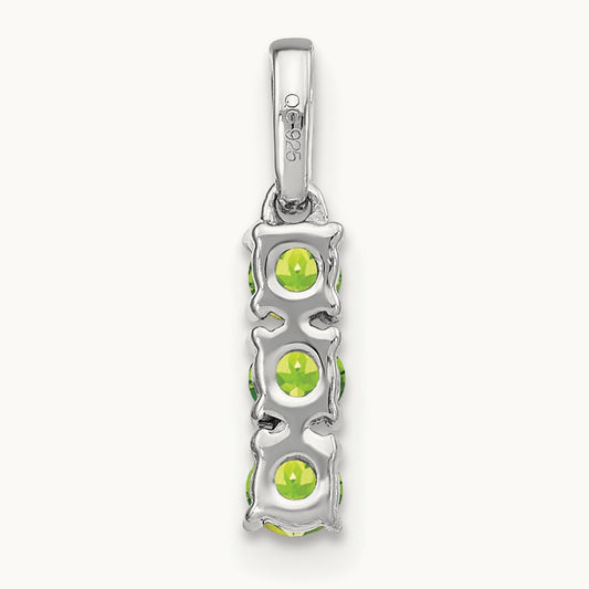 3-stone Peridot and Diamond Pendant, 14K White Gold